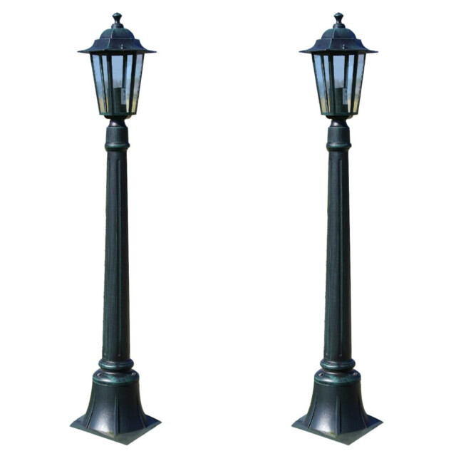 Garden Lamp 2pcs Dark Green Aluminium Glass 105cm Path Light Ip44 E27