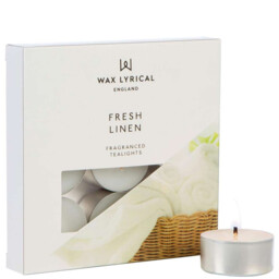 Wax Lyrical Fresh Linen Long Lasting Tea Lights Scented Candle Pack Of