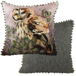 Evans Lichfield Dartmoor Collection Bobble Trim Cushion Cover: Owl