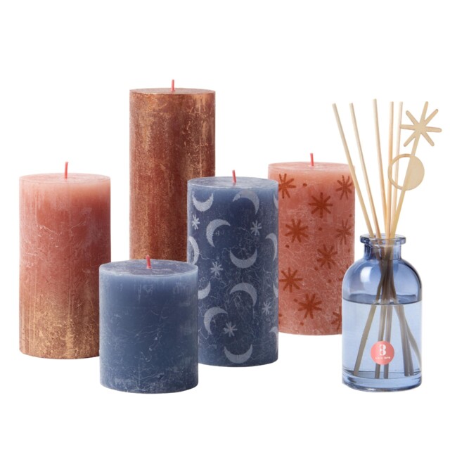 Rustic Candle Gift Set - Secret Forest - Box Of 5 Candles And 1 Reed