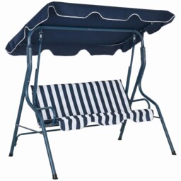 Outsunny 3-person Garden Swing Chair W/ Adjustable Canopy, Blue