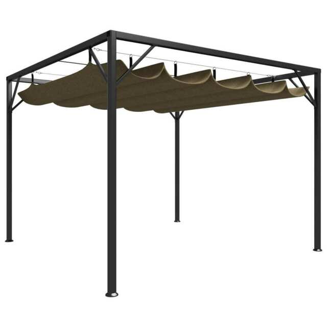 Garden Gazebo With Retractable Roof 3x3 M Taupe 180 G/m² Vidaxl