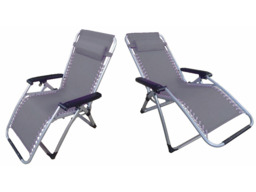 Zero Gravity Reclining Garden Chairs X2 (folding Sun Lounger Patio