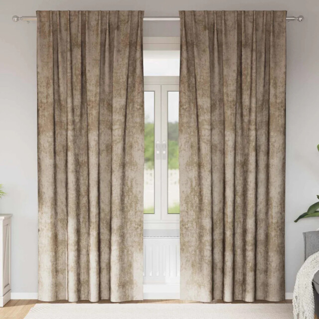 Curtain With Curtains 2 Pcs Champagne 260 X 140 Cm Velvet Vidaxl