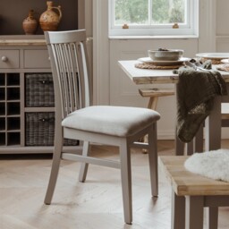 Florence High Back Upholstered Chair, Grey Dining Chair, Wooden