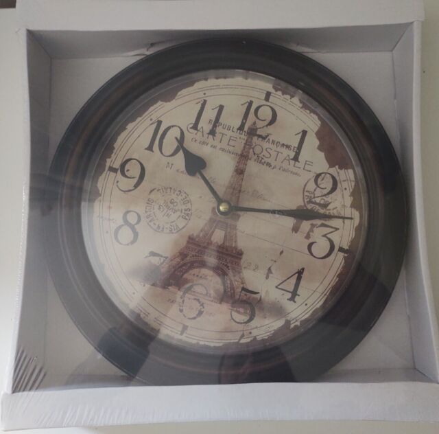 Wall Kitchen Clock - Carte Postale Eiffel Tower Paris Design - 30cm