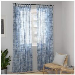 Ikea Tankvard Curtains, Blue / White, 145 X 300 Cm, 100% Cotton -