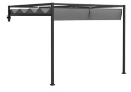 Outsunny 3 X 4m Wall Mounted Pergola With Retractable Roof Dark Grey
