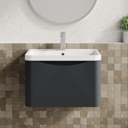 Nuie Lunar Wh 1-drawer Vanity Unit & Polymarble Basin 600mm - Satin