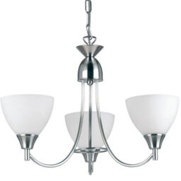 Hanging Ceiling Pendant Light Satin Chrome 3x Shade Lamp Bulb Holder