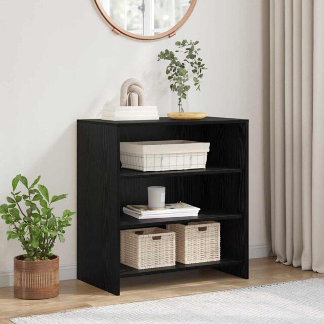 Sideboard Black Oak 70x41x75cm Engineered Wood Rustic Storage Cabinet