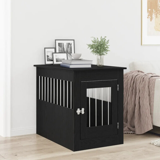 Dog Crate Furniture Black Oak 80x55x68 Cm Engineered Wood Vidaxl