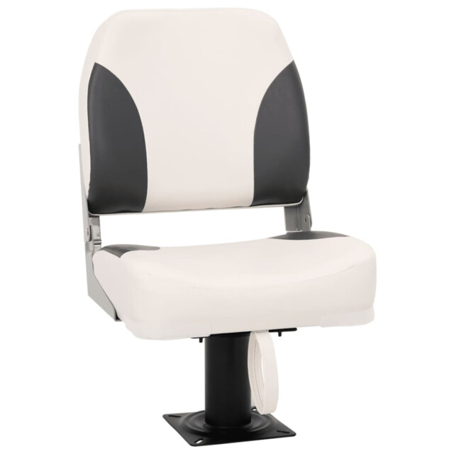 Boat Seat Dark Grey/white Pu Pvc Steel Foldable Low Back 41x36x48 Cm