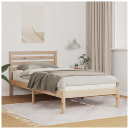 Bed Frame Natural 90 X 190 Cm Solid Pine Wood Platform Slatted