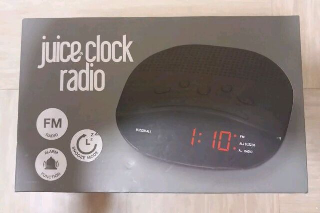 Juice Clock Radio Fm Alarm Snooze Mode-adjustable Volume-black Digital