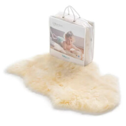 Lambskin Baby Rug – Long Wool Sheepskin, 80x55 Cm, Neutral