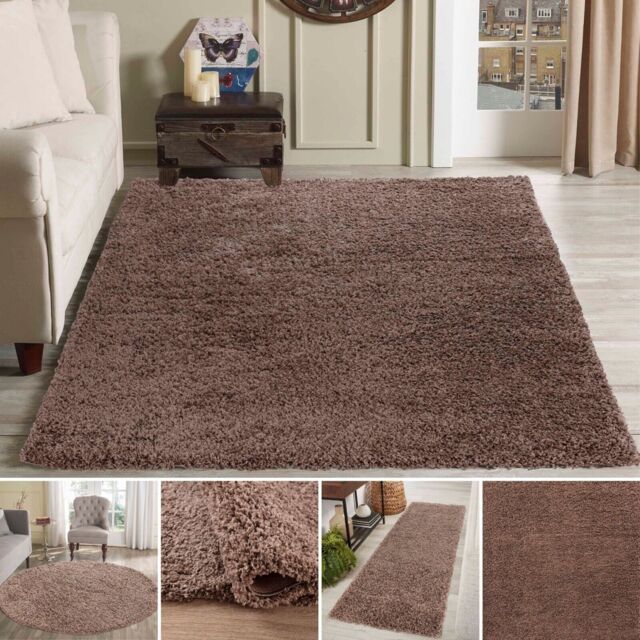 Shaggy Rug Modern Dark Beige Small - Large Soft Living Room Area Rugs