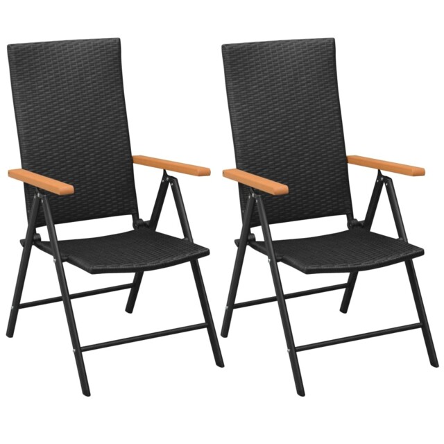 1/2/4x Garden Chairs Folding Outdoor Lounge Armchair Black/light Black