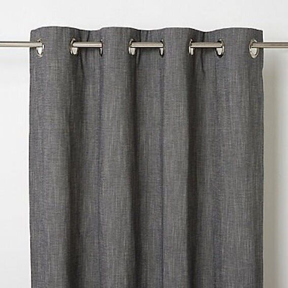 Goodhome Tiga Black Plain Unlined Eyelet Curtain (w)167cm (l)228cm,