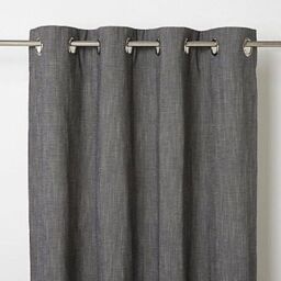 Goodhome Tiga Black Plain Unlined Eyelet Curtain (w)167cm (l)228cm,