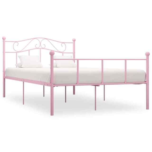 Bed Frame Pink Metal 140x200 Cm Vidaxl