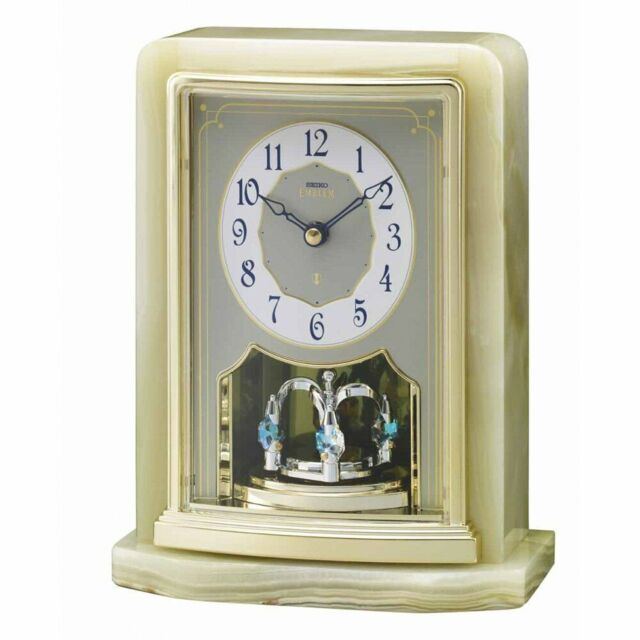 Seiko Clocks Seiko Emblem Battery Marble Gold Finish Mantle Clock