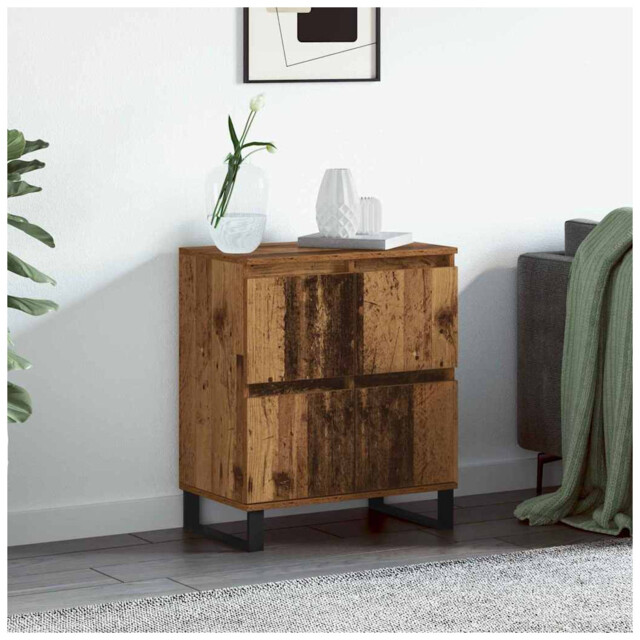 Sideboard 60x35x70cm Old Wood Engineered Wood 4 Door Storage Cabinet