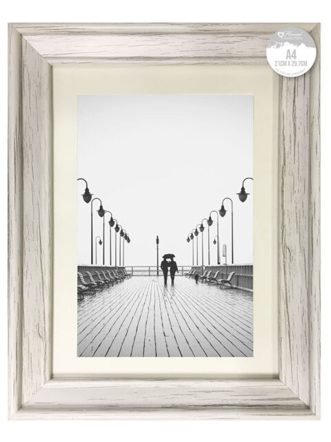 White Solitaire Shabby Chic Distressed Wood Styrene Photo Frames
