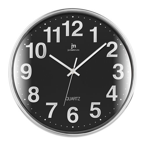 Lowell Justaminute Wall Clock, Model 00816n, Black And Chrome, For