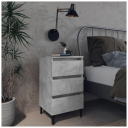 Bedside Cabinet Concrete Grey 40x35x69cm Engineered Wood 3drawer With