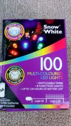 100 Battery Operated, Multi Colour Led Timer Lights. Indoor, Outdoor,