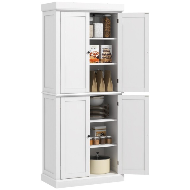 Homcom Modern Kitchen Storage Cabinet, 6-tier Shelves W/ 4 Adjustable,