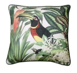Arthouse Tropical Toucan Cushion Green Pillow Scatter Polyester Filled