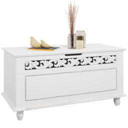 White Wooden Storage Chest Toy Box Ottoman Bench Trunk Cushion Box
