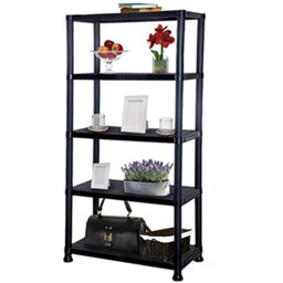 Black 5 Tier Plastic Shelving Unit Storage Racking Shelves Garage