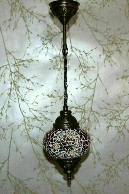 Turkish Moroccan Handmade Glass Mosaic Ceiling Hanging Chandelier Lamp
