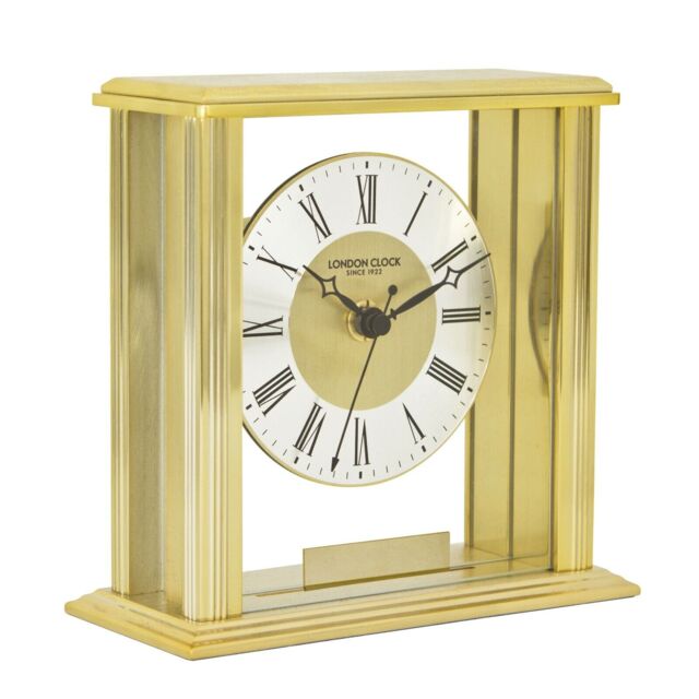 Gold Tone Battery Mantel Clock With Engravable Plate By London Clock