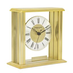 Gold Tone Battery Mantel Clock With Engravable Plate By London Clock