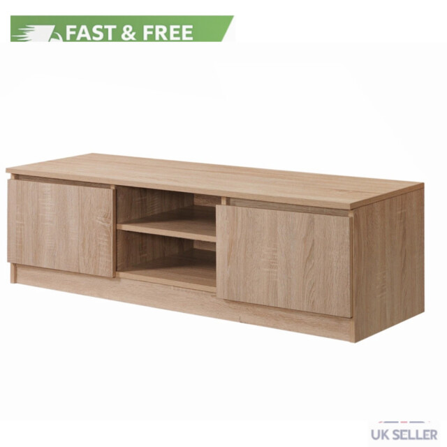 Modern Tv Unit 120cm Media Cabinet 2 Doors Shelf Sonoma Oak Tv Stand