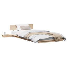 Bed Frame Wood Frame With Bedside Table Bedroom Furniture Modern