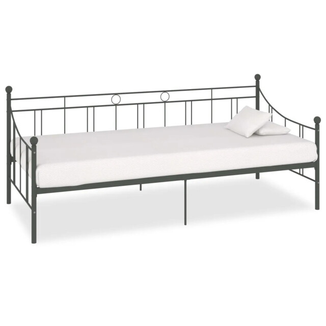 284670 Daybed Frame Without Mattress Grey Metal 90x200 Cm Vidaxl