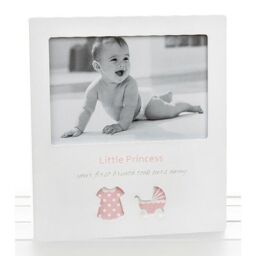 "White Cut Out Baby Pram & Dress Photo 6"" X 4"" Frame - Little Princess"