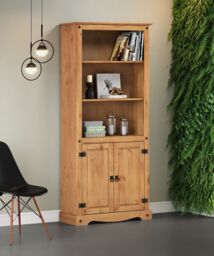 Corona Bookcase 2 Door Large Display Dresser Solid Wood Mexican Pine