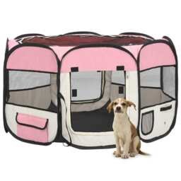 Foldable Dog Playpen With Carrying Bag Pink 110x110x58 Cm Vidaxl