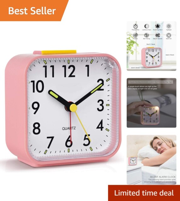 Silent Alarm Clock With Luminous Hands & Large Display - Perfect For