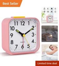 Silent Alarm Clock With Luminous Hands & Large Display - Perfect For