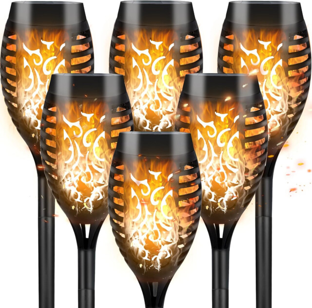 Solar Lights Outdoor Garden, 6 Pack Solar Flickering Dancing Flame