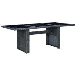 Outdoor Patio Large 2m Poly Rattan Garden Dining Table With Glass Or