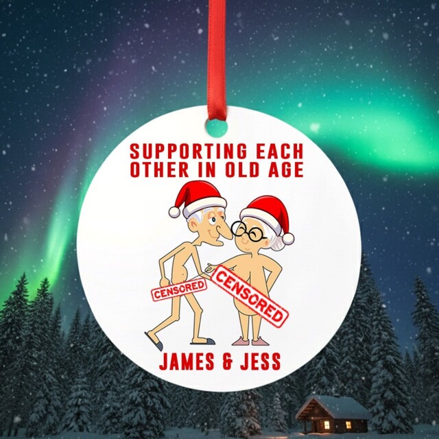 Funny Old Couple Christmas Ornament - Personalised Xmas Tree Bauble