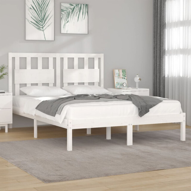 Bed Frame Solid Pine Untreated White 75x190cm Single Rustic Headboard